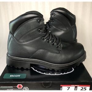 Brahma Escott Men's Soft Toe 6" Black Work Boot Slip & Oil Resistant Size 7W/25W